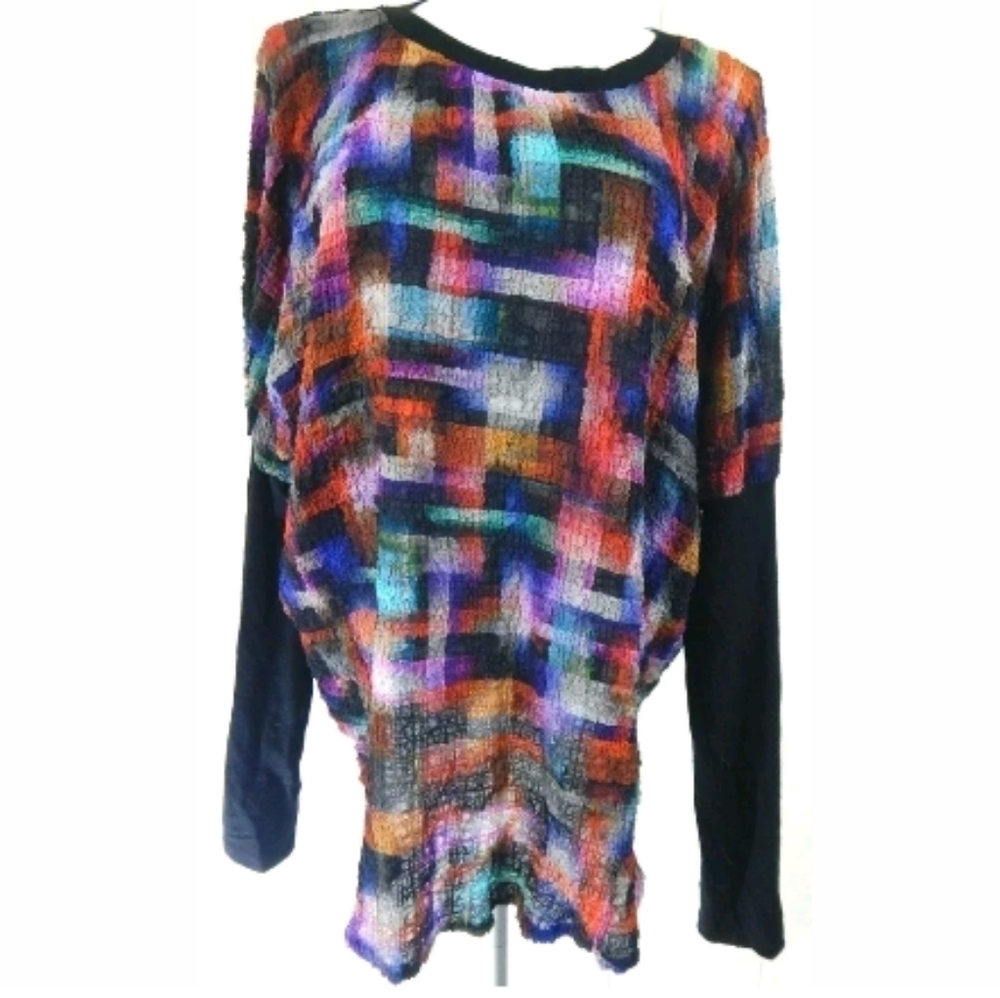 Sylvia‎ Heise Multicolor Crinkle Textured Top